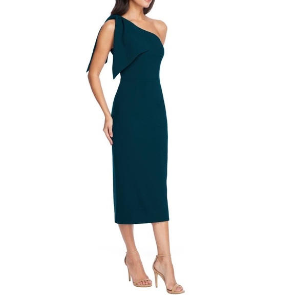DRESS THE POPULATION Tiffany One Shoulder MIDI Dress - Picture 2 of 7
